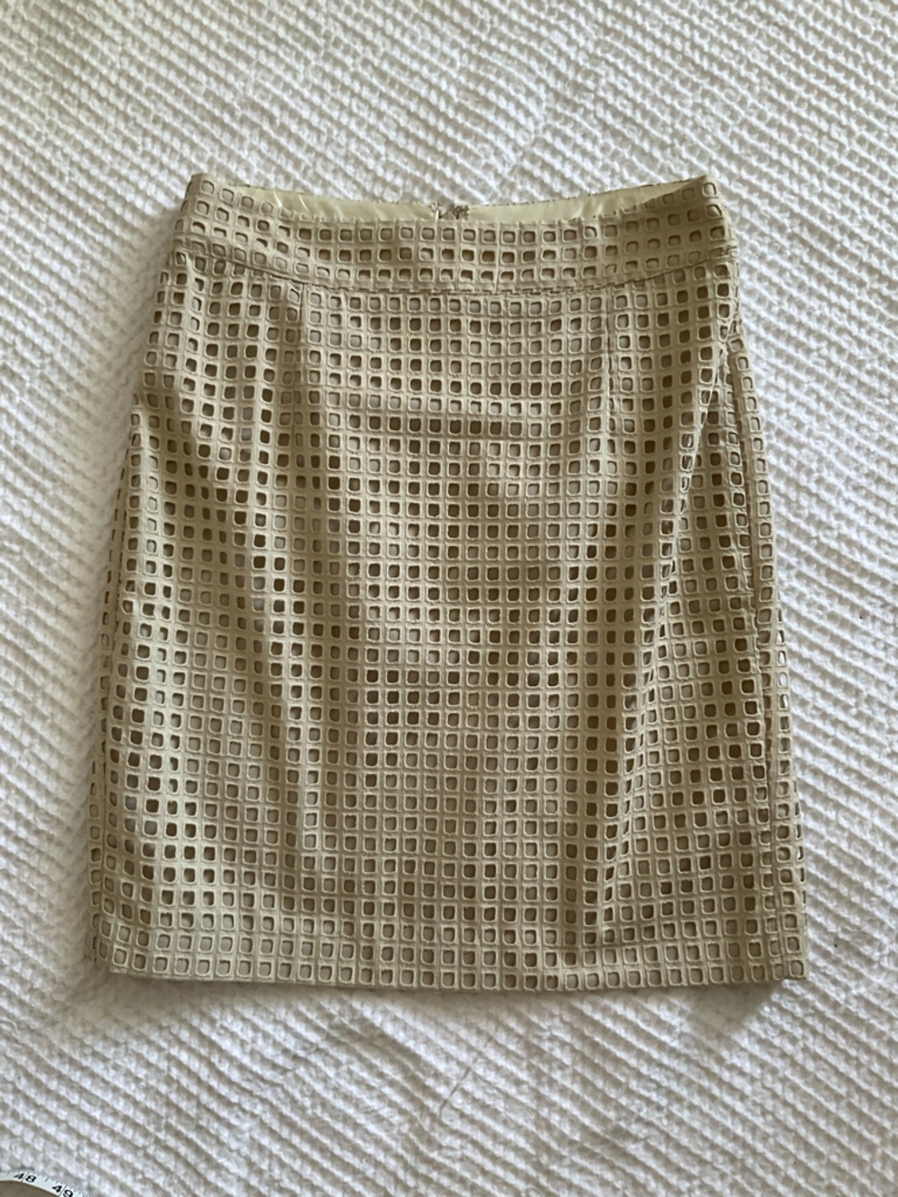 Banana Republic Beige Square Mesh Overlay Skirt 2 petite